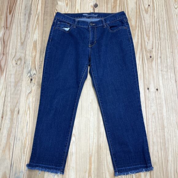 Old Navy Womens Size 2 Blue Mid-Rise Super Skinny Raw Hem Crop Denim Jeans - Picture 1 of 6